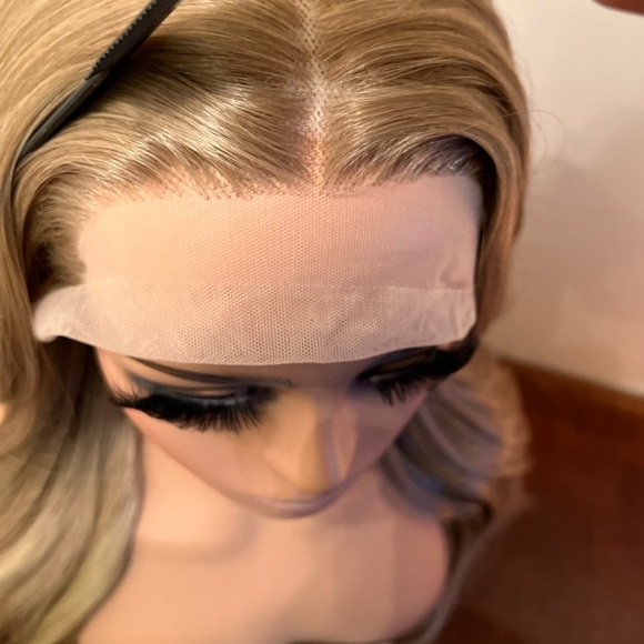 PREMIUM MOCCA BLONDE NATURAL LIGHT ENDS SET WAVY WIG NATURAL LACE HIGHLIGHTS - Picture 5 of 11